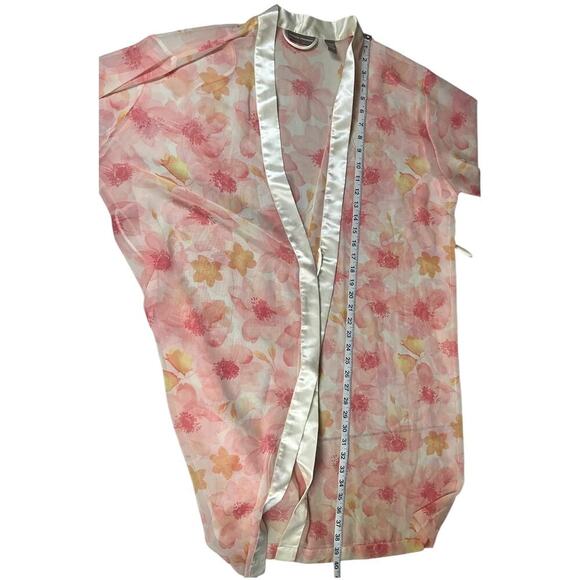 Valerie Stevens Floral Slip Dress & Robe Set XL Sheer Pink Lounge Nightgown Set - Picture 13 of 16